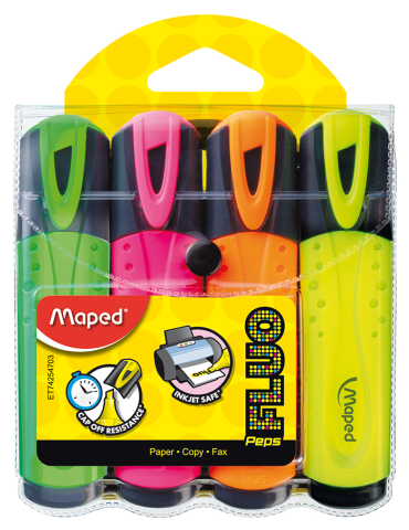 Набір Maped FLUO PEPS Classic із 4-х текстових-маркерів (MP.742547), різнокольорові